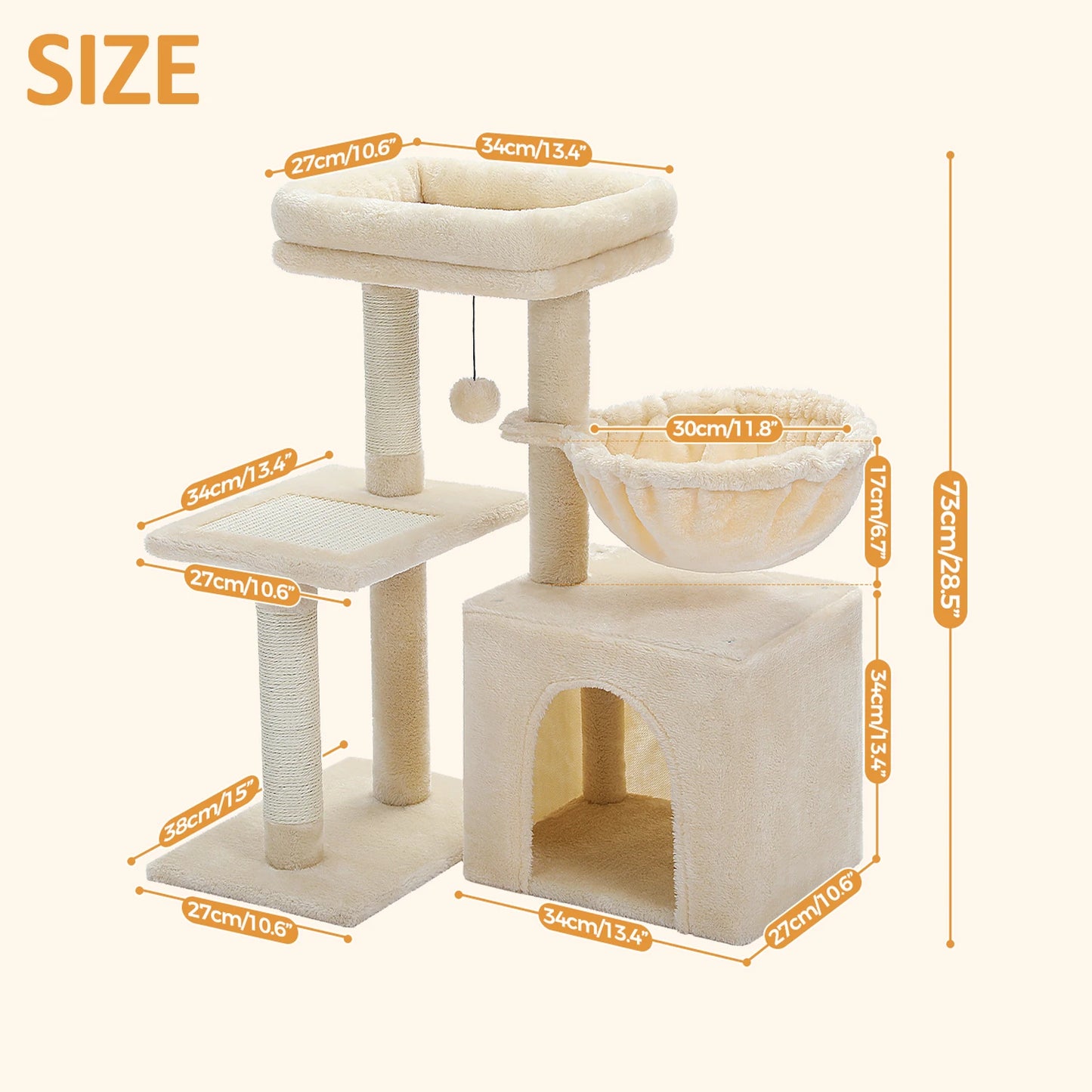 PAWZ Road Cat Tree Indoor 3 Tier Activity Tower With Scratching Posts Grey