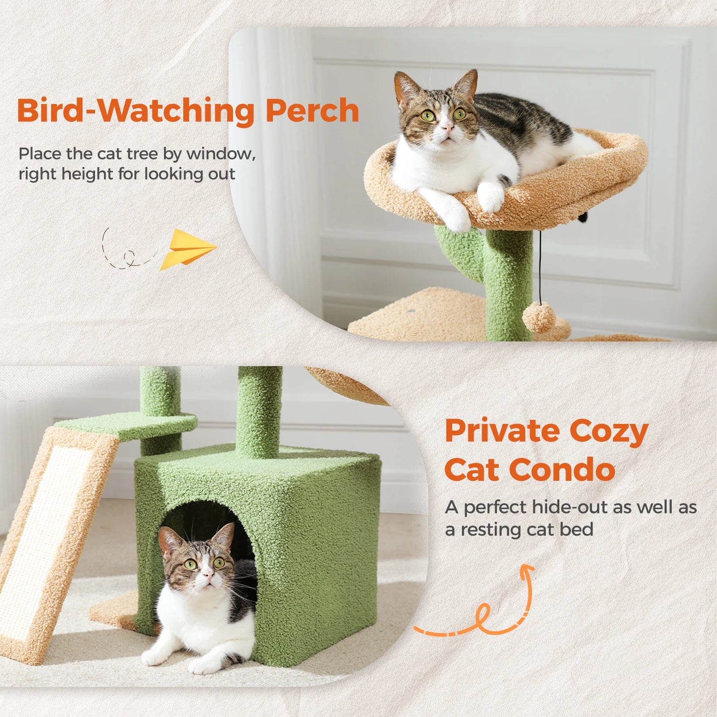 Grey Cat Tree Tower For Indoor Cats Two Styles With Hammock