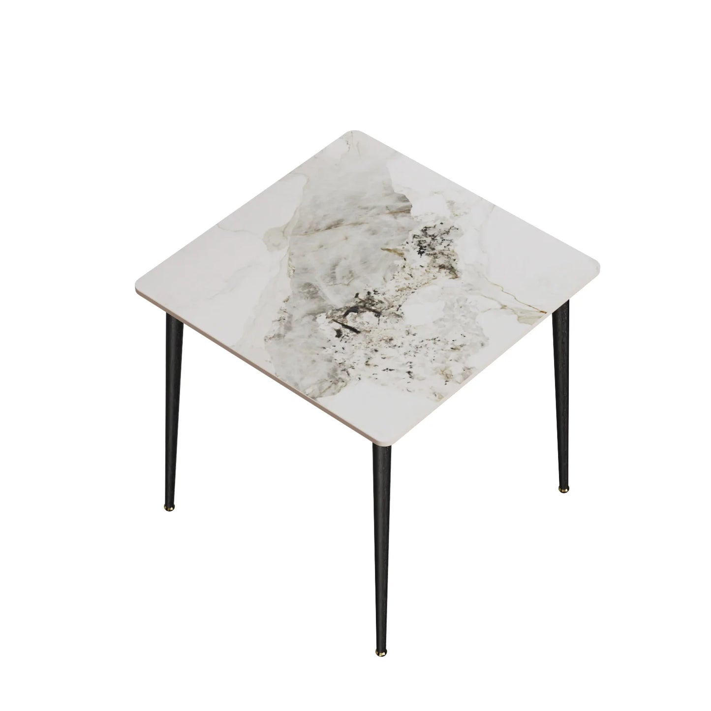 Square Marble Dining Table With Metal Legs For 4 To 6 Seats