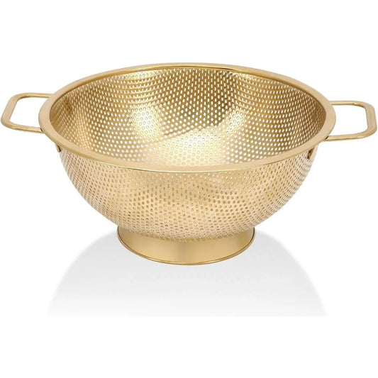 Gold Strainer Colander 3Qt Stainless Steel With Handle