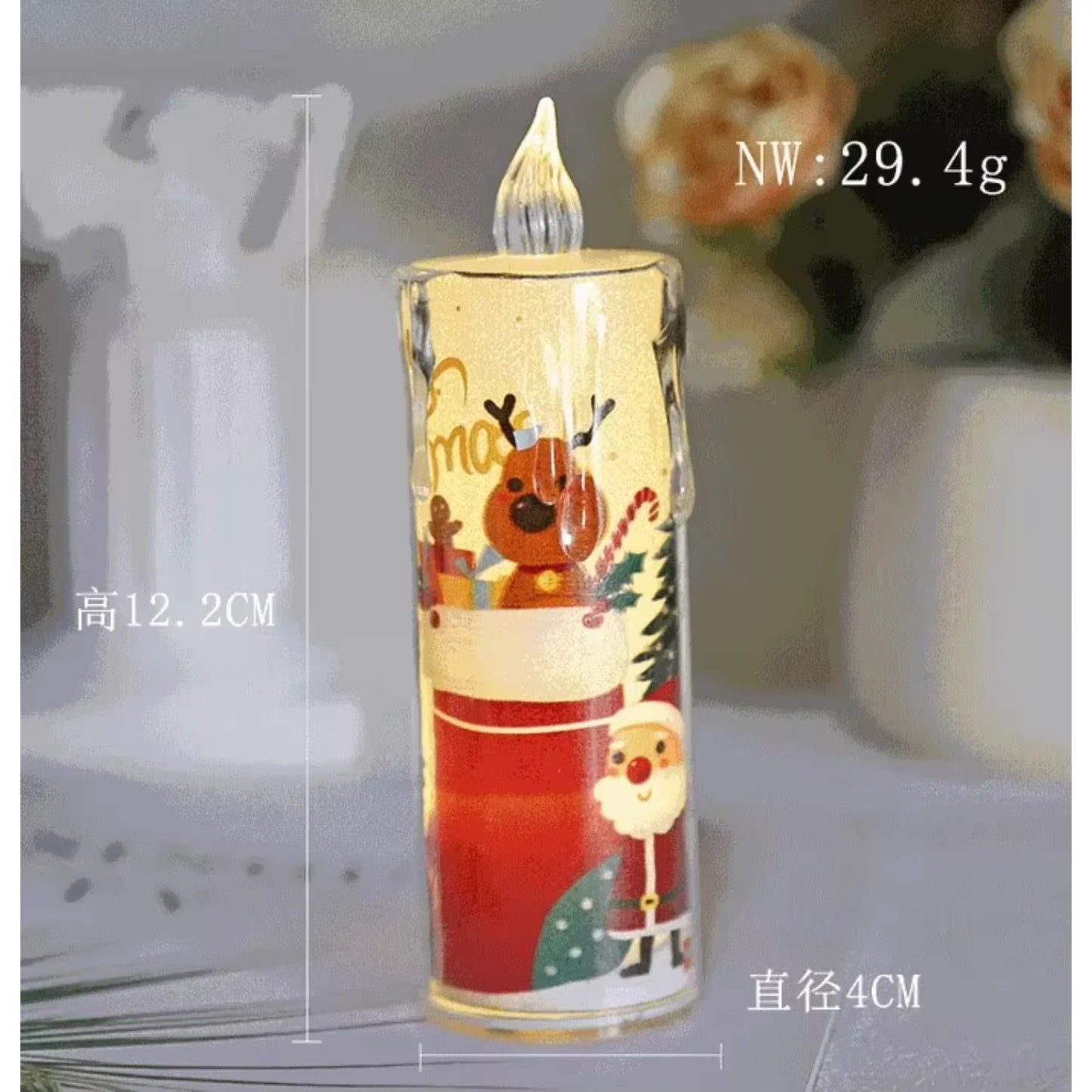 Led Light Christmas Candle Ornament Santa Snowman Gift