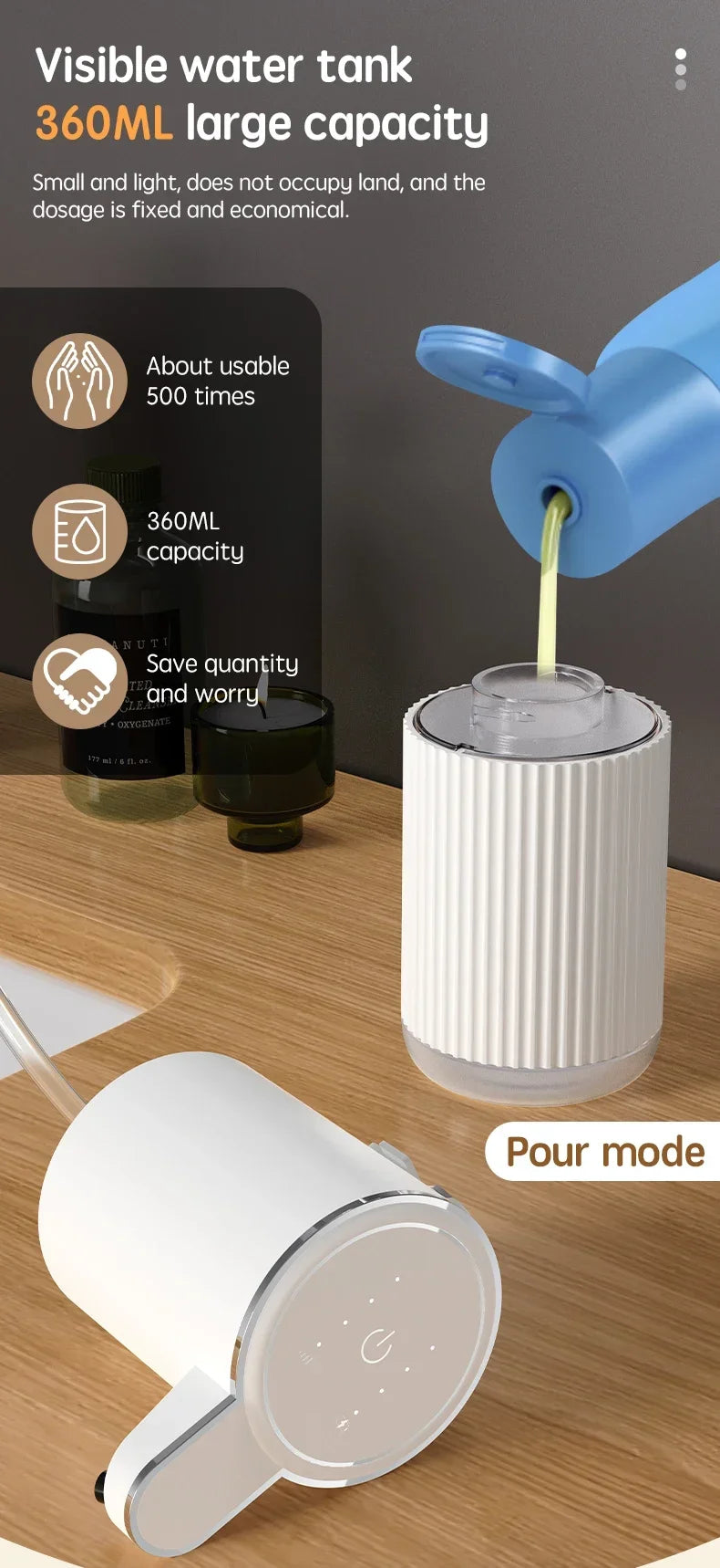Automatic Soap Dispenser 360ml Type C White 4 Level Foam