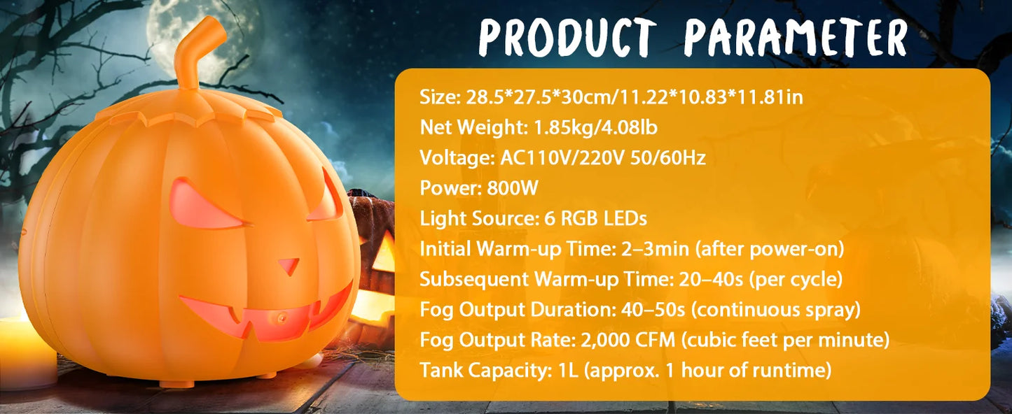 Fieryzeal 800W Fog Machine Remote RGB LED Halloween Fogger