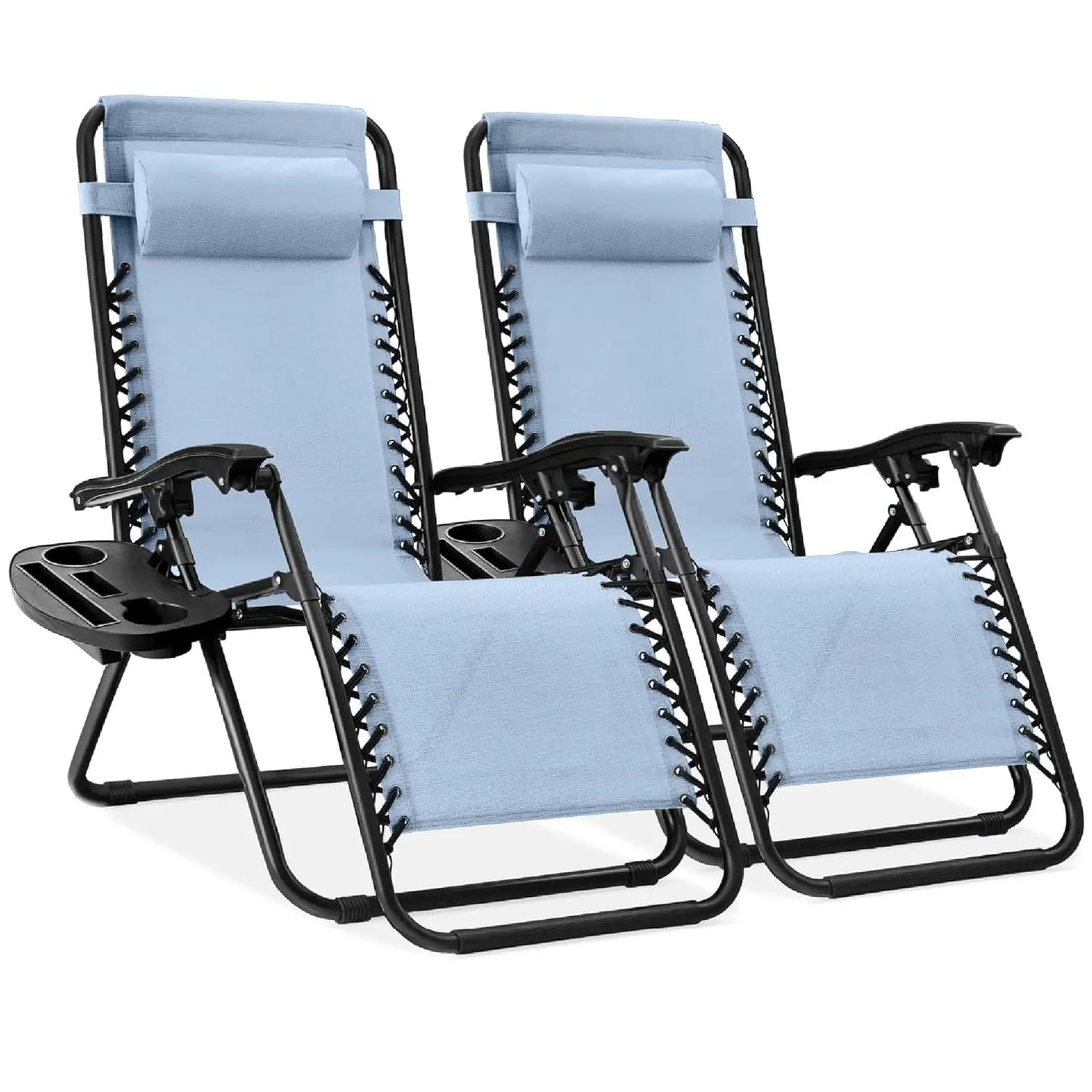 Set Of 2 Adjustable Zero Gravity Lounge Chairs Sage Green