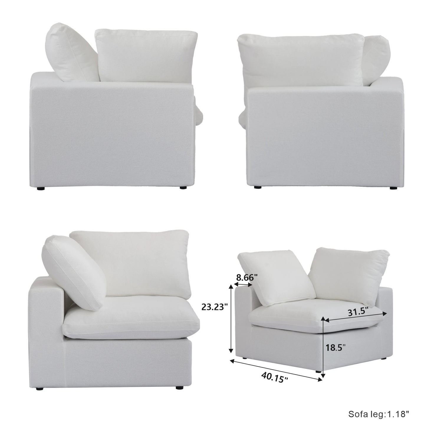 Modular Convertible Cloud Couch 6 Seats U Shaped Sectional Sofa With Ottomans