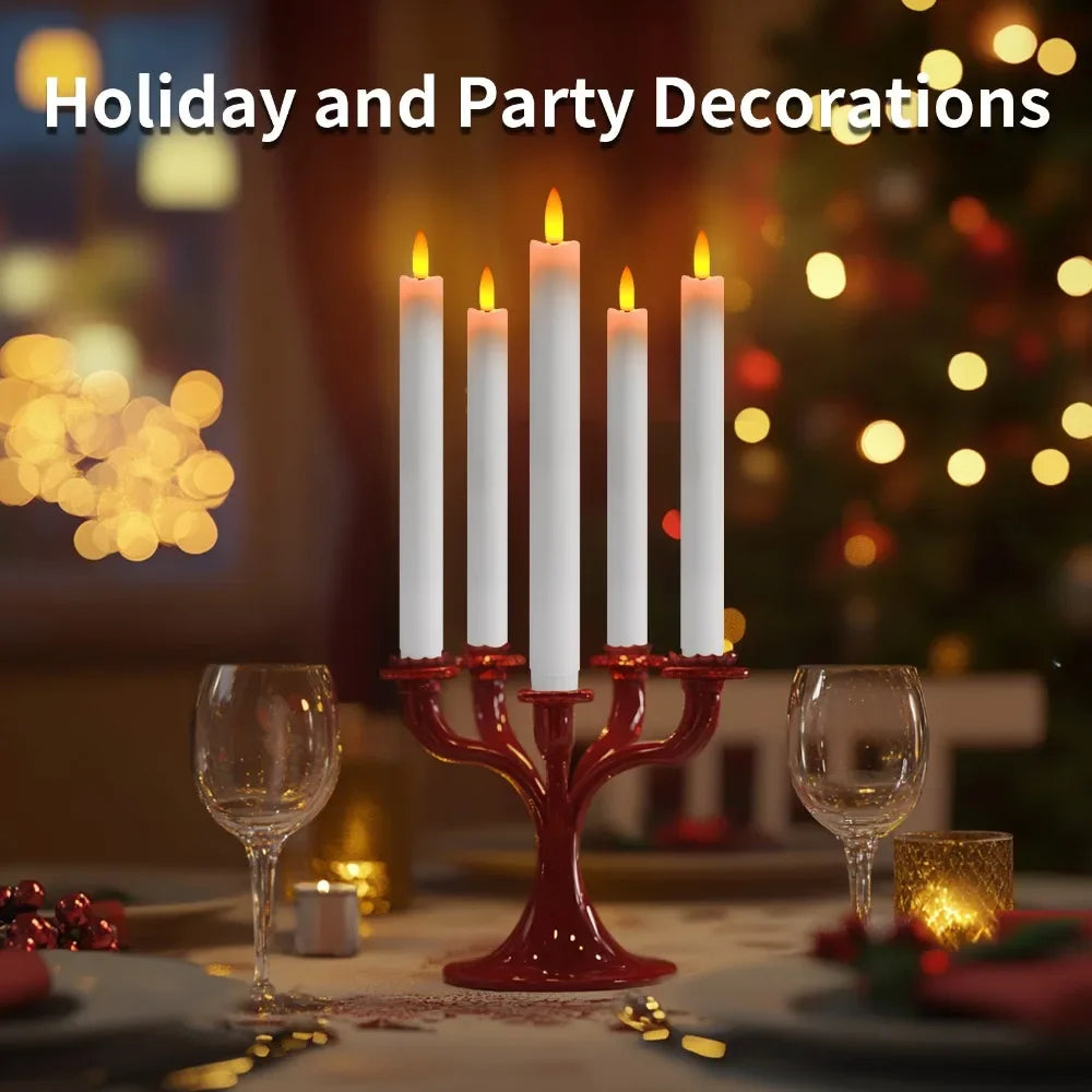 Flickering LED Taper Candles 6 Pack With Remote Flameless