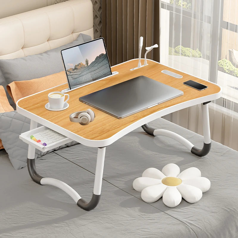 Foldable Portable Laptop Desk With USB Light And Cup Holder