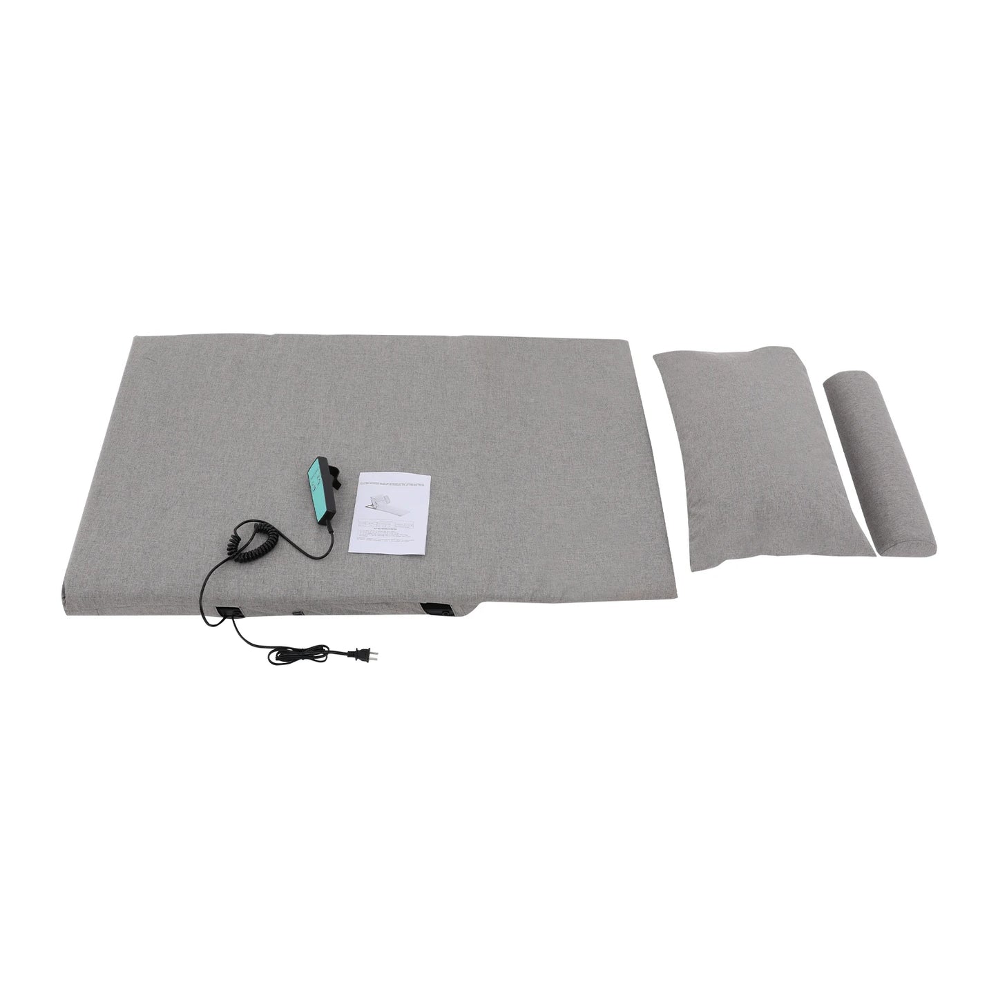 2-80 Degree Electric Lifting Backrest with Short Cushion and Headrest Grey Green Wired Remote Control Bed Backrest for Reading