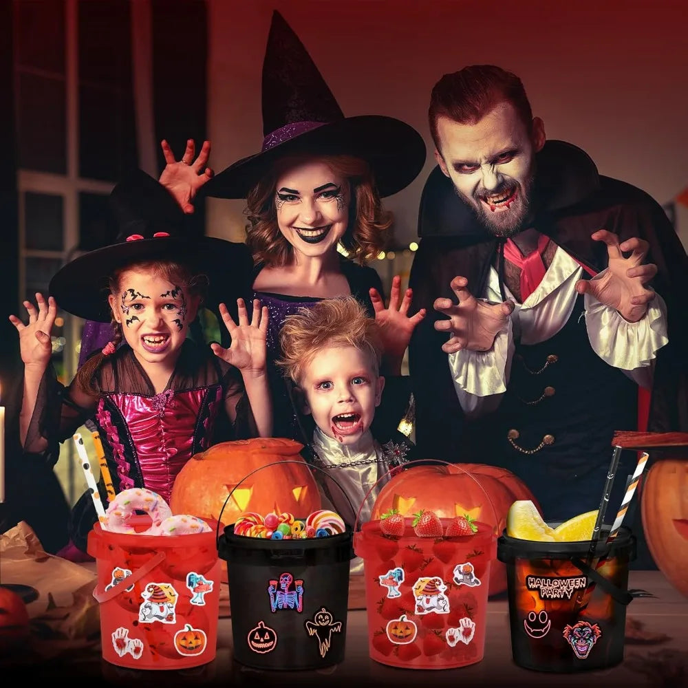 Halloween Candy Buckets 32oz Trick Or Treat Baskets Lid