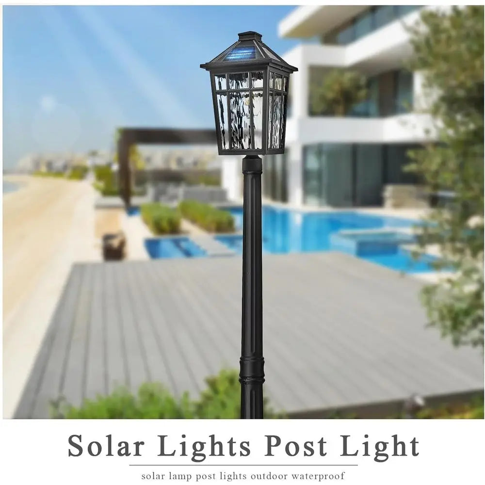 Outdoor Lamp Post Light Dusk To Dawn Waterproof Pole 80.7 Inch Black Remote