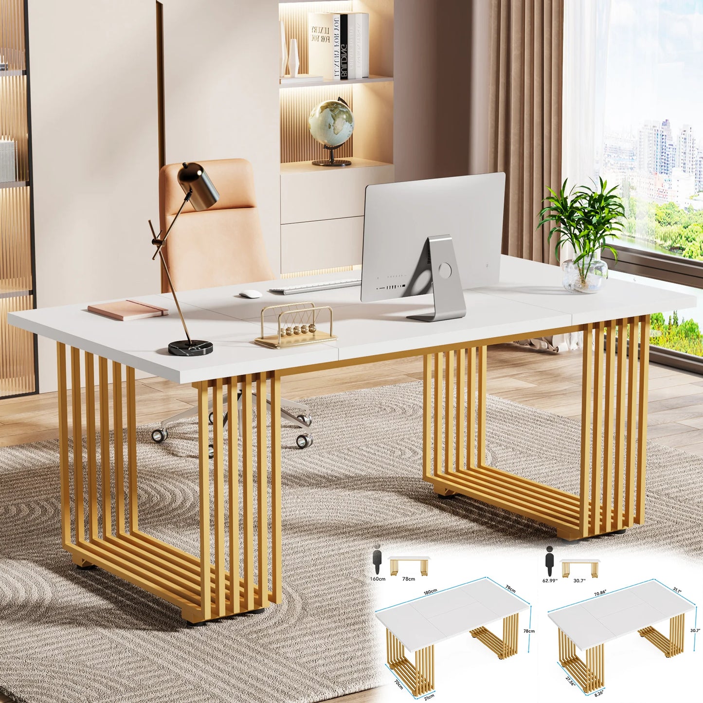 Tribesigns Office Desk 70.9 Inch Wooden Computer Desk