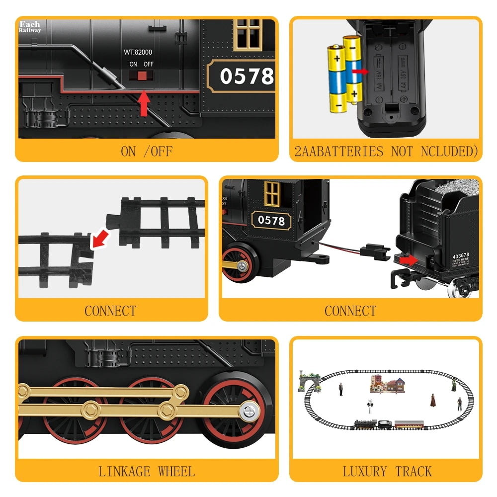 Xiaobella RC Train Toys Remote Control Steam Locomotive Simulation For Children