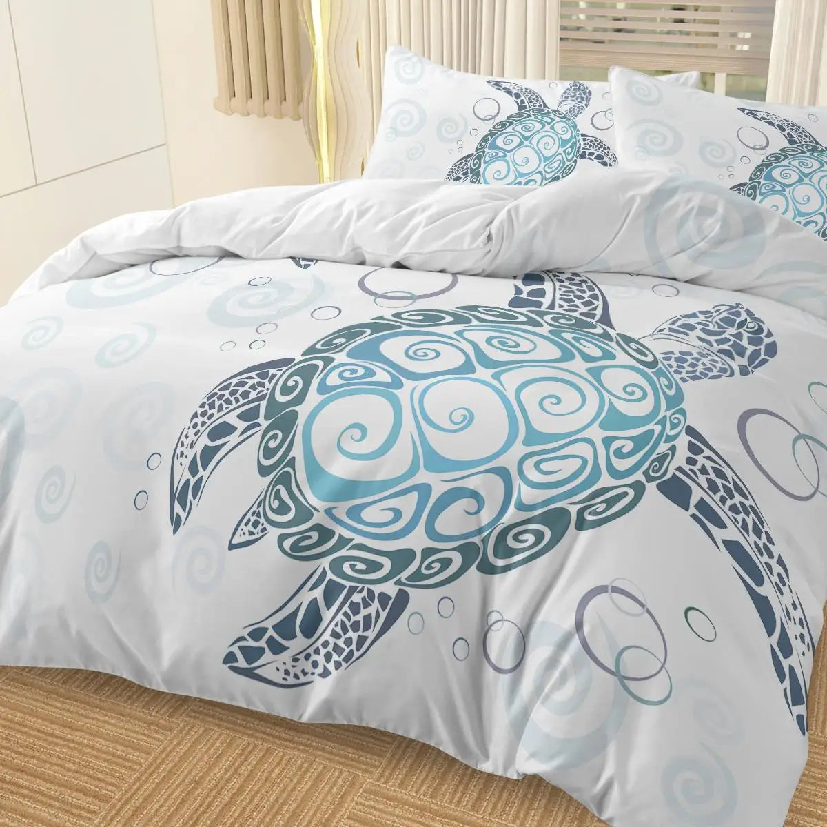 Aqua Teal Bedding Set 3 Piece Twin Duvet Cover Ocean Beach