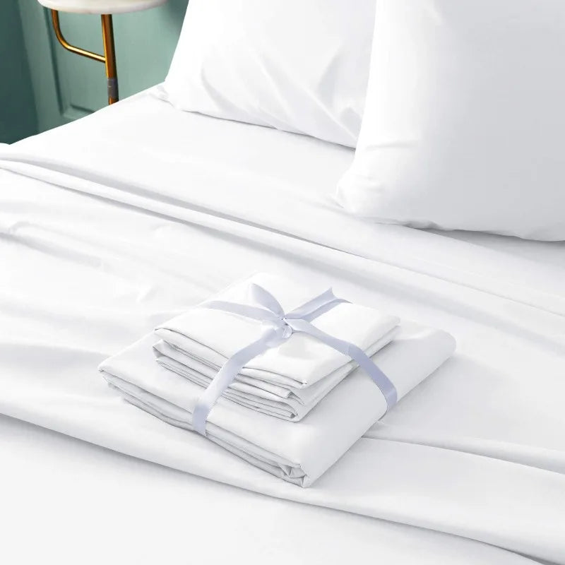 Hotel Luxury King Bed Sheet Set White 1800 Thread Count