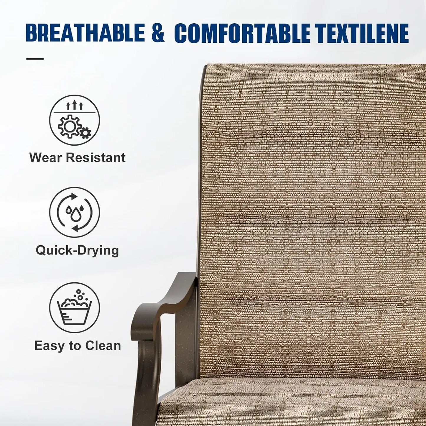 Patio Swivel Chairs Set Of 2 High Back Outdoor Wooden Frame With Padded Cushions