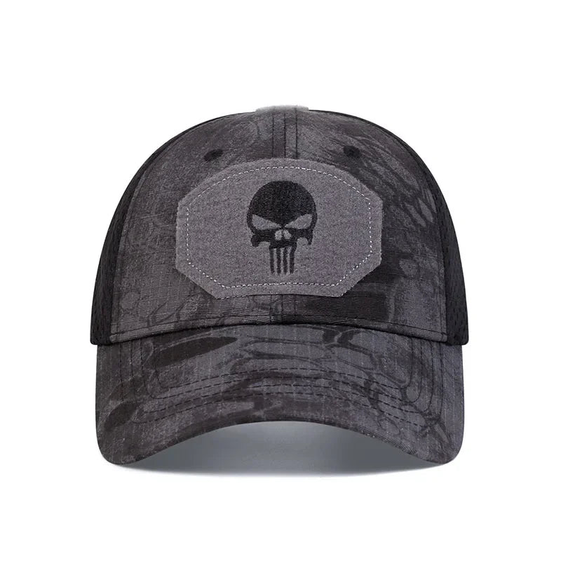 Unisex Skull Embroidery Breathable Baseball Cap Adjustable Sun Protection Hat**