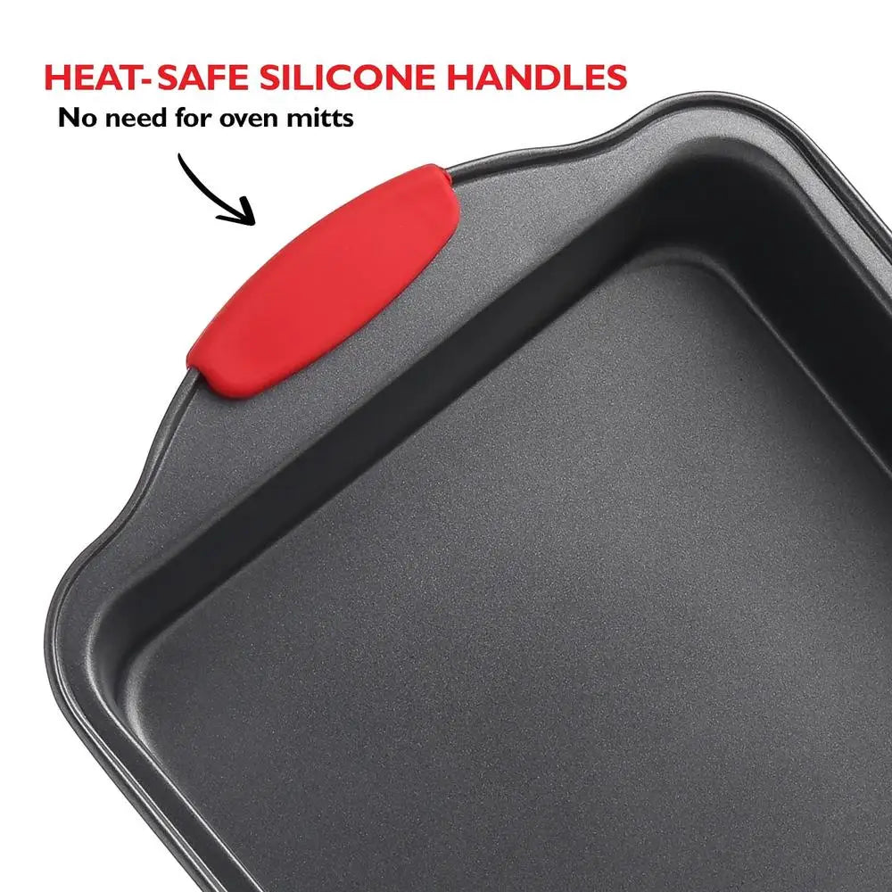 Nonstick Carbon Steel Bakeware Set 15 Piece Kitchen Baking Tray Silicone Handles Oven Safe Cookie Sheets Muffins Loaf Pan