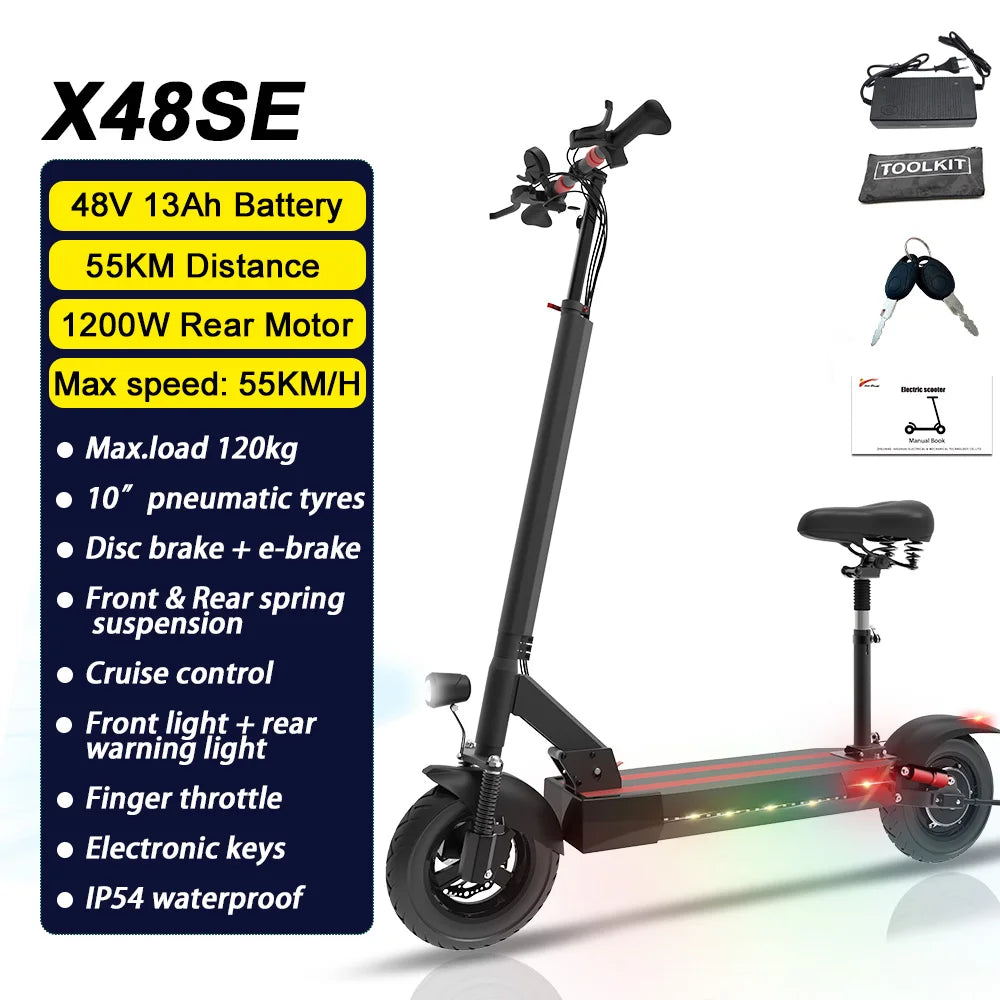 Adults Electric Scooter 2500W Foldable 10 Inch Pneumatic Tires 60 To 80km Range