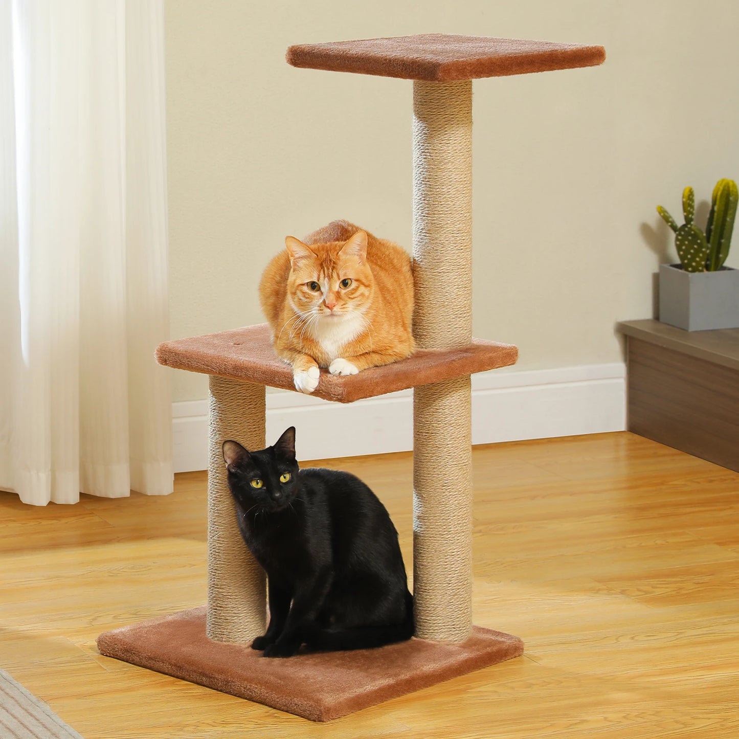 PAWZ Road Cat Tree Indoor 3 Tier Activity Tower With Scratching Posts Grey