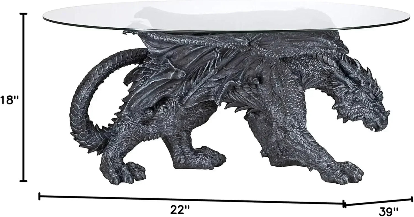 Warwickshire Dragon Gothic Glass Coffee Table 39 Inch