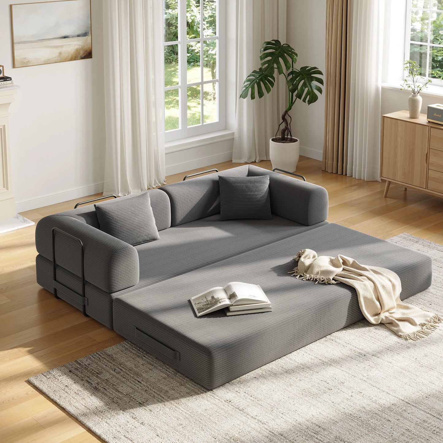 Convertible Floor Sofa Bed With Fixed Shape Frame 5 In 1 Living Room Sofa