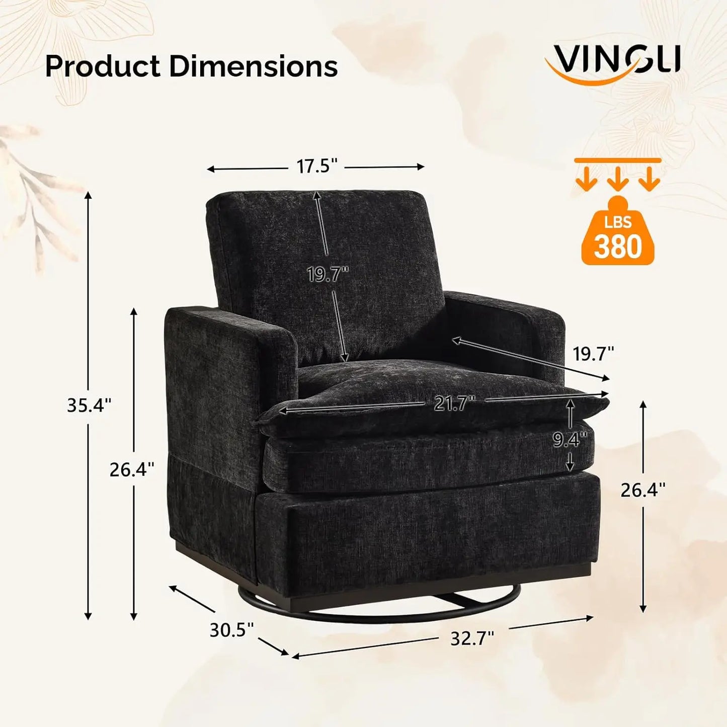 360 Degree Swivel Mid Century Modern Accent Armchairs Set Of 2 With Cushions