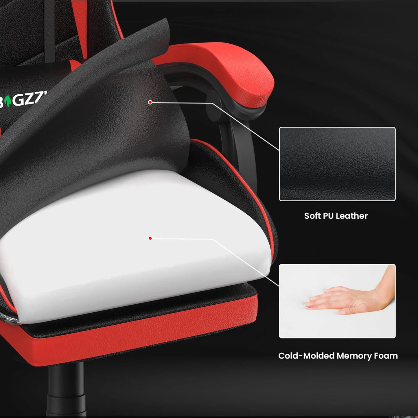 Gaming Chair With Footrest Ergonomic Lumbar Cushion Headrest