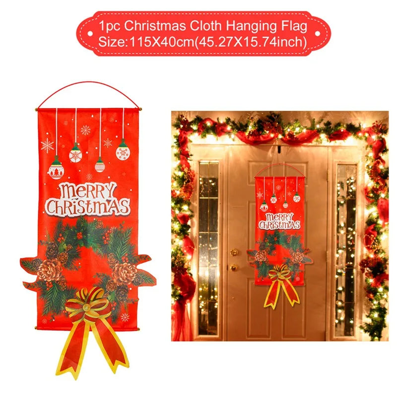 2025 Christmas Hanging Flag Banner For Door Decorations