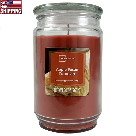 Apple Pecan Scented Candle 20oz Single Wick Glass Jar