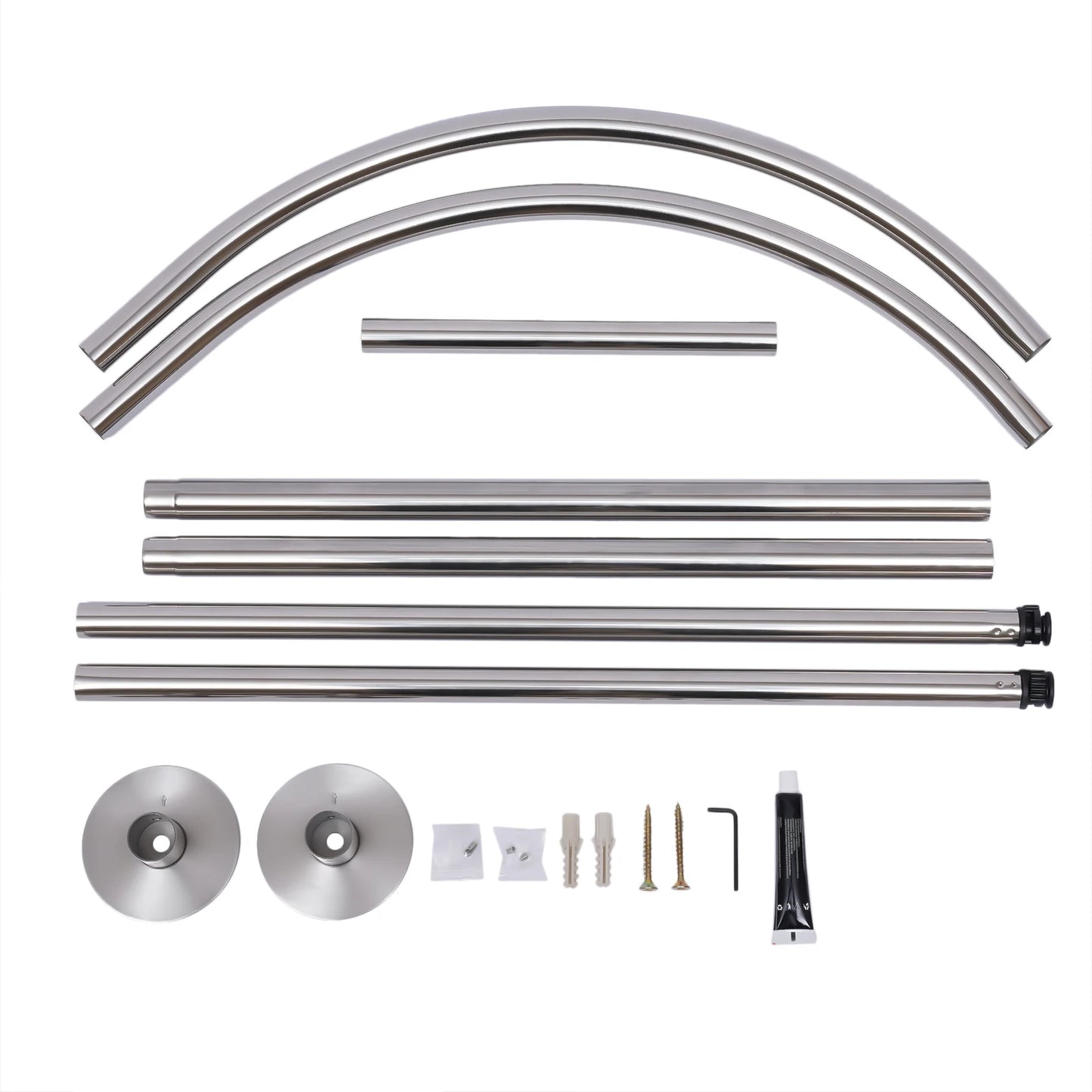 U Shaped Bath Curtain Rod Heavy Duty Stainless Steel Kit