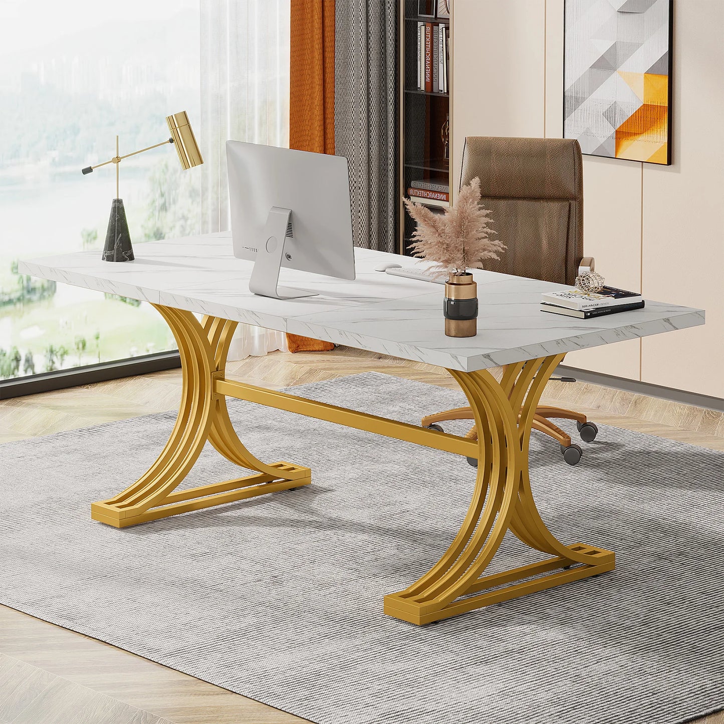Tribesigns Office Desk 70.9 Inch Wooden Computer Desk