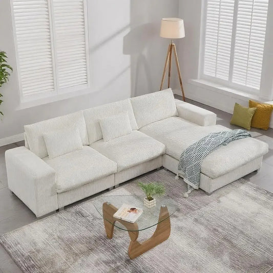114 Inch Oversized L Shaped Modular Sectional Sofa Cloud Couch Plush Pillows