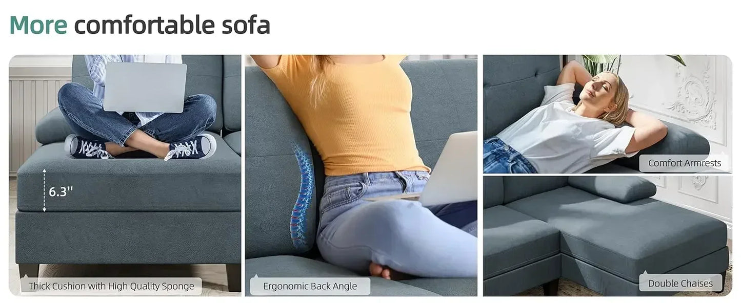 Sectional Sofa Couches for Living Room 4 Seat U Shaped
