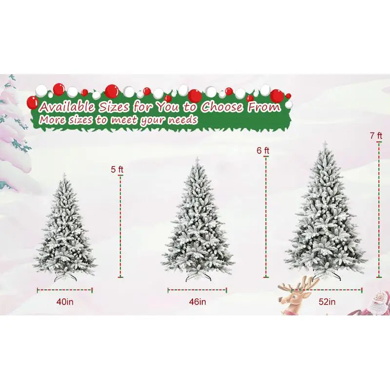 7Ft Snowy Flocked Christmas Tree 1514 Tips PE PVC Hinged