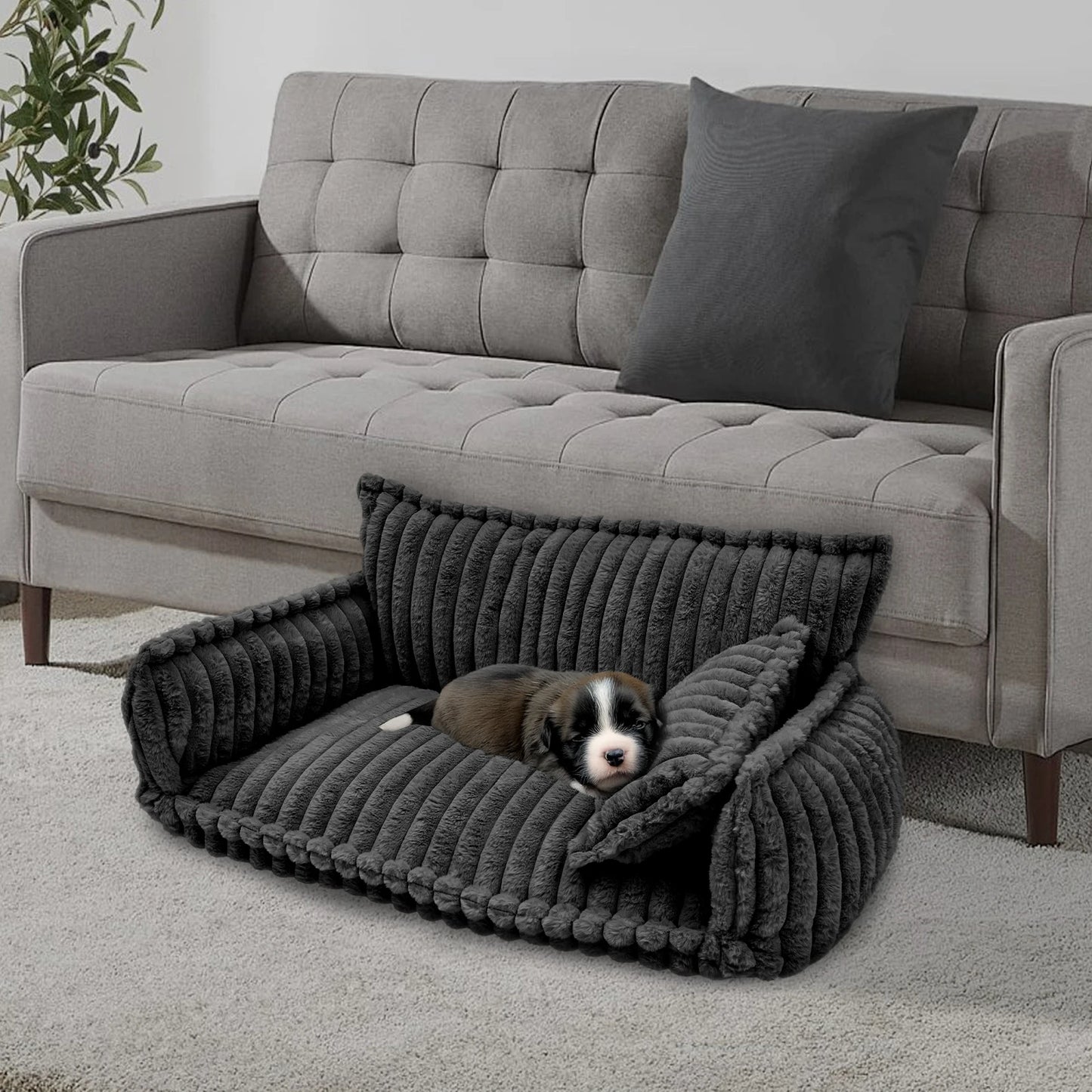 Pet Couch With Removable Washable Cover Calming Plush Bed For Cats And Dogs