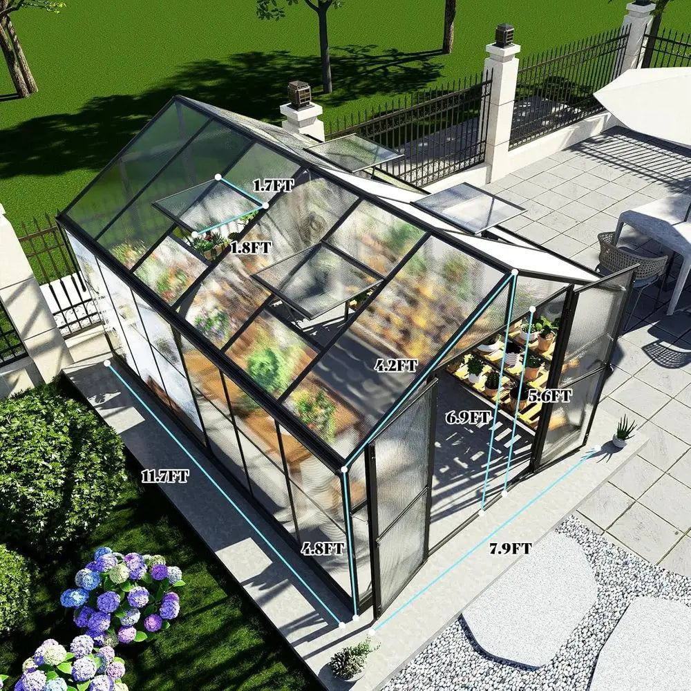 Walkin Greenhouse With 7ft Height 4 Vent Windows Lockable Door Outdoor Gardening