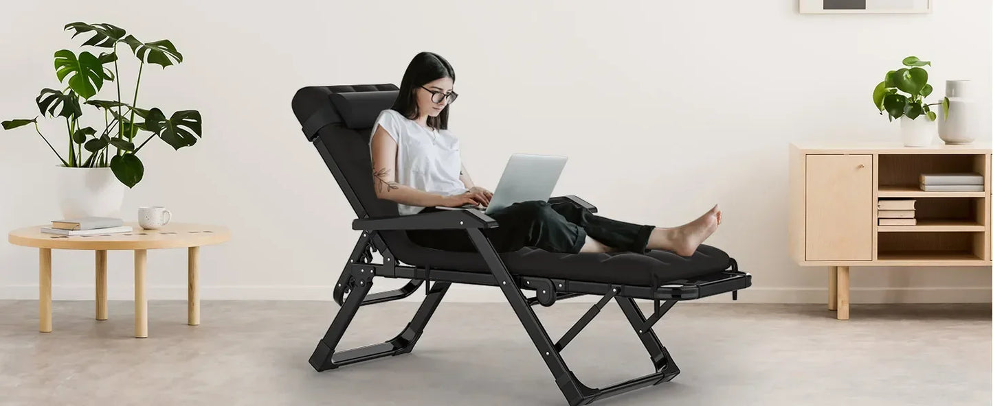 3 In 1 Oversized Folding Camping Cot 29 Inch Adjustable XL Patio Chaise Lounge Chair Sleeping Cots for Adults