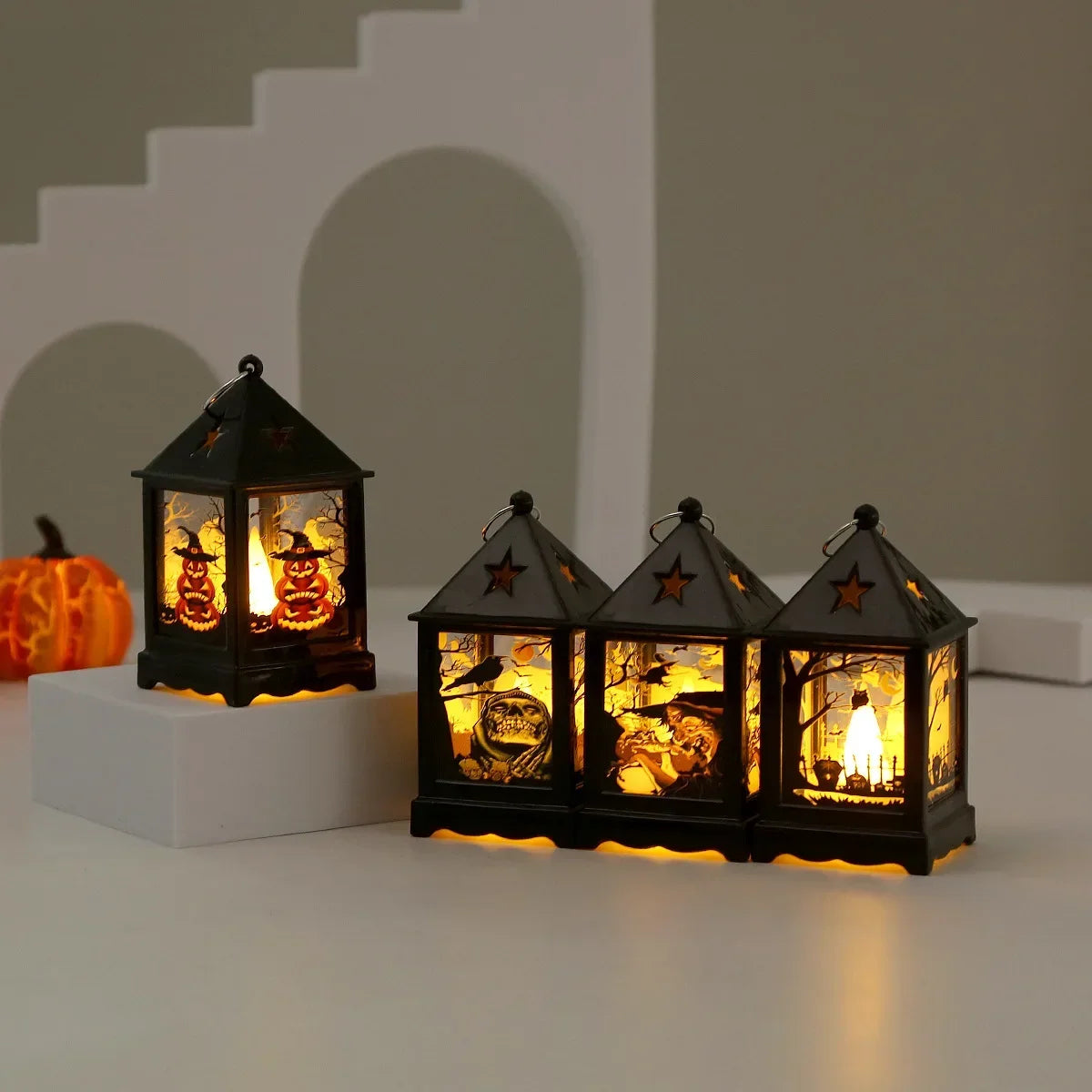 Halloween Storm Lantern LED Pumpkin Lamp Night Light