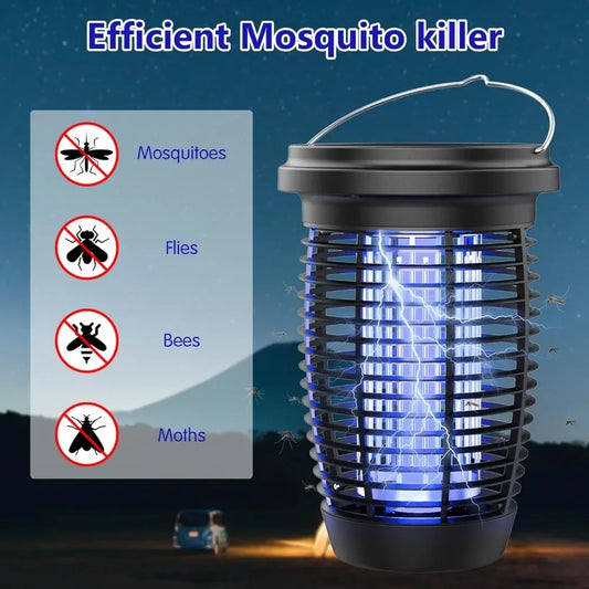 Solar Bug Zapper 2 In 1 Mosquito Killer Lamp Indoor Outdoor Solar Powered Rechargeable 4500V Fly Zapper Insect Trap