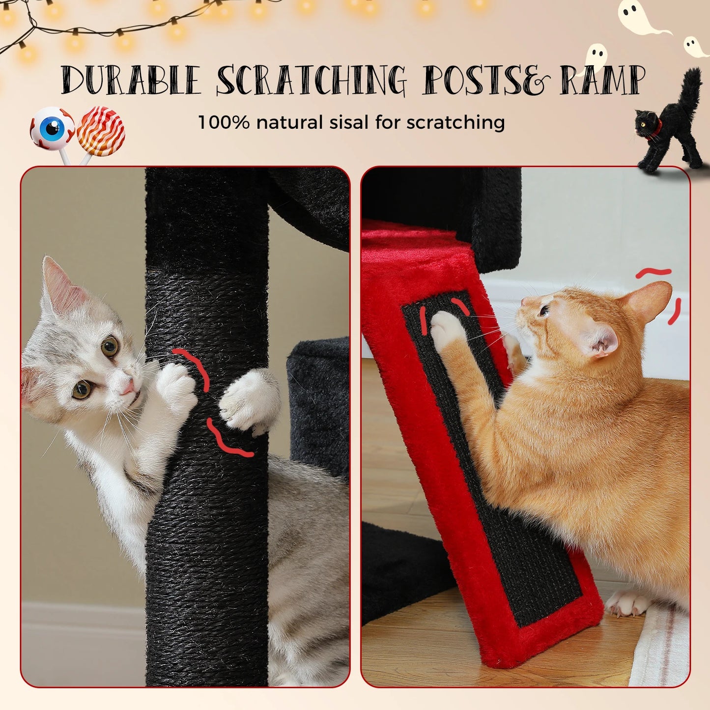 Four Level Cat Tree For Indoor Cats With Sisal Scratching Post And Condos