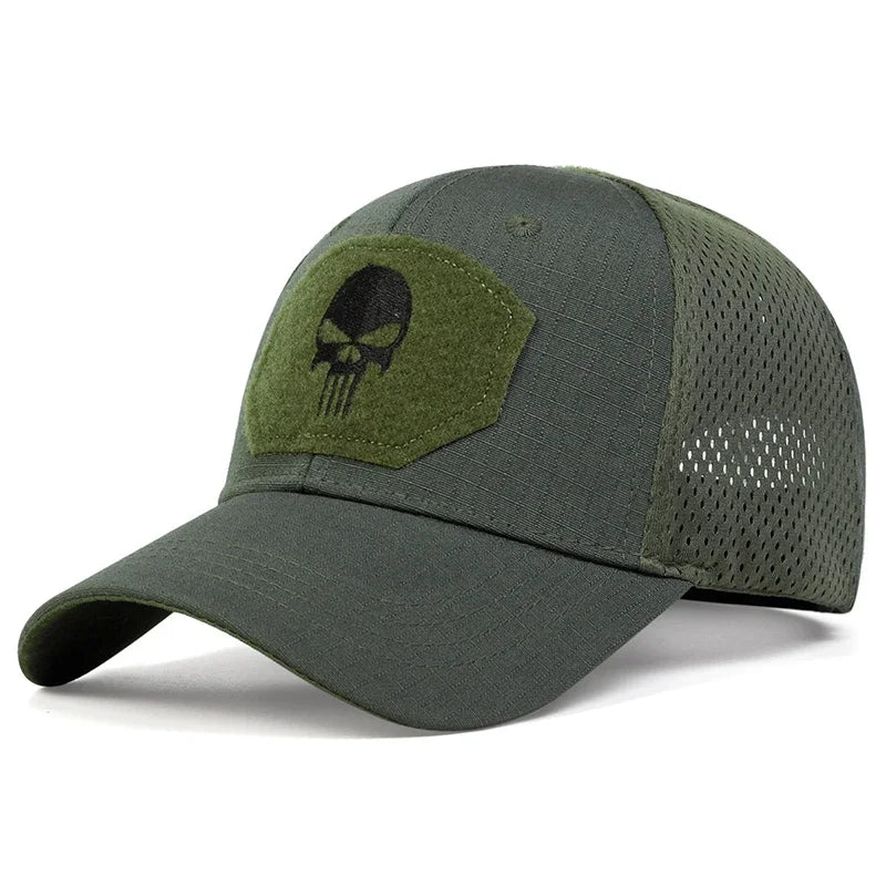Unisex Skull Embroidery Breathable Baseball Cap Adjustable Sun Protection Hat**