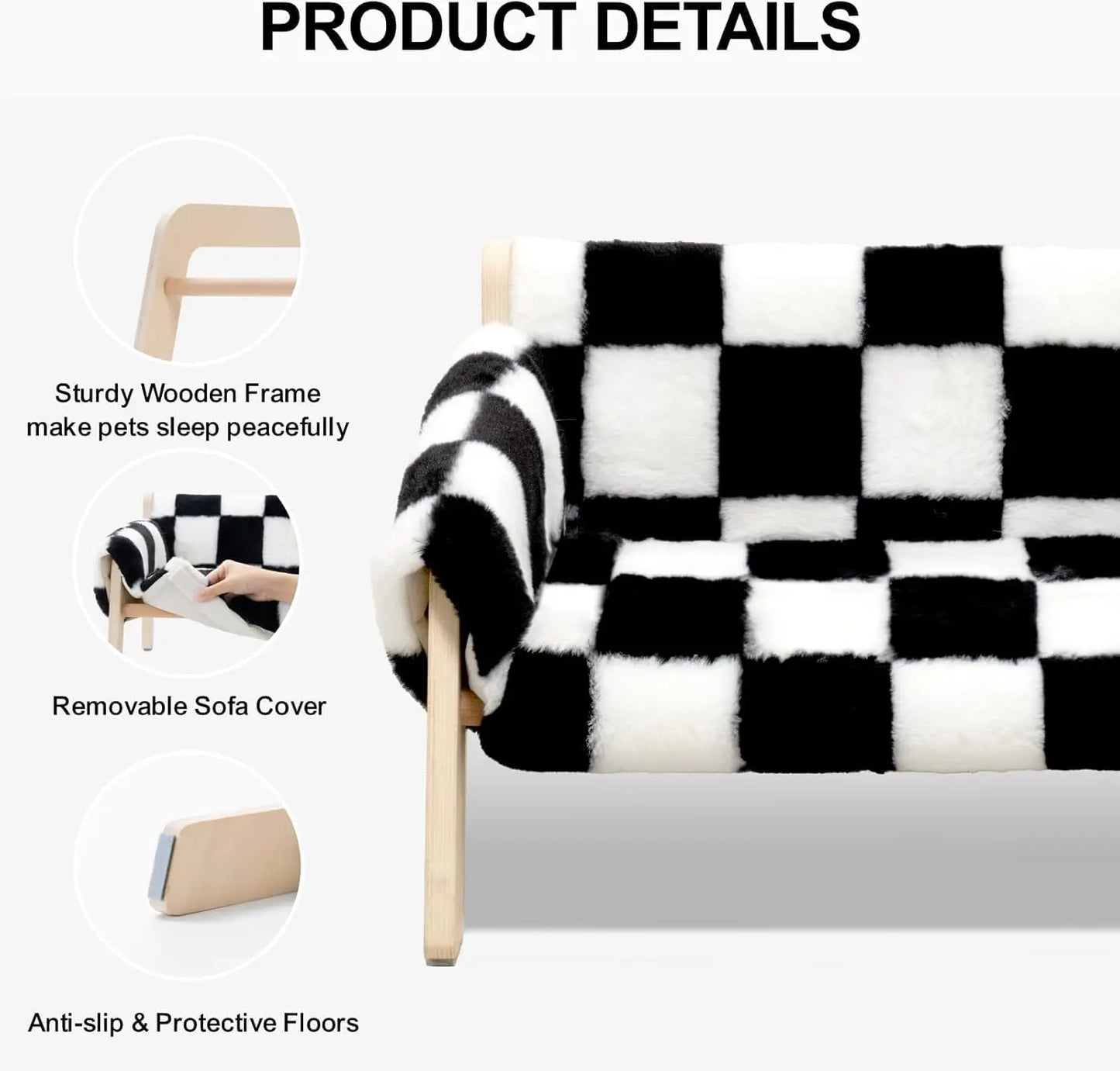 Mewoofun Wooden Cat Couch Bed With Removable Mattress Cover