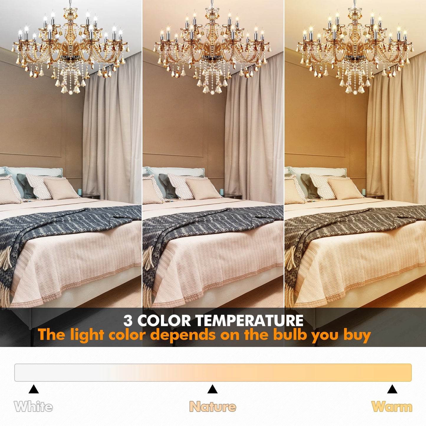 15 Arms Crystal Chandelier Pendant Lighting E14 Modern K9 Glass Fixture for Bedroom Living Room Corridor Hall