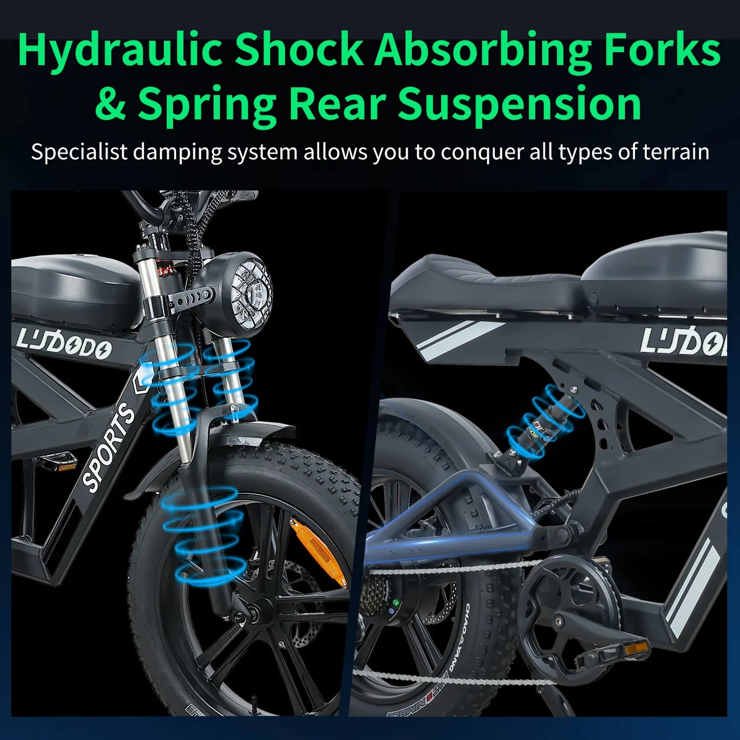 AK2 Electric Bicycle Motorcycle 750W Motor 75 Miles Snow Electric Bike 48V 840Wh Battery Shimano 7 Speed 20 Inch Fat Tire E Bike