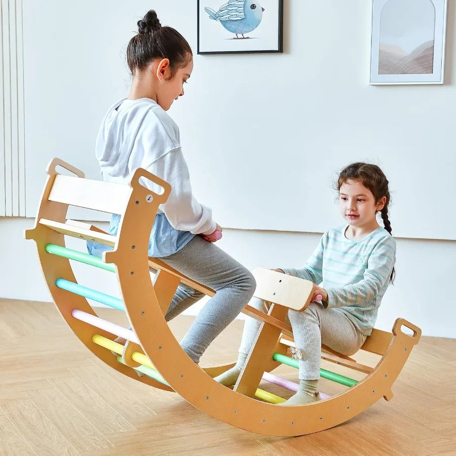 Bailis Ultimate 3in1 Playset Seesaw Climbing Arch Rocker Waldorf Montessori Toy