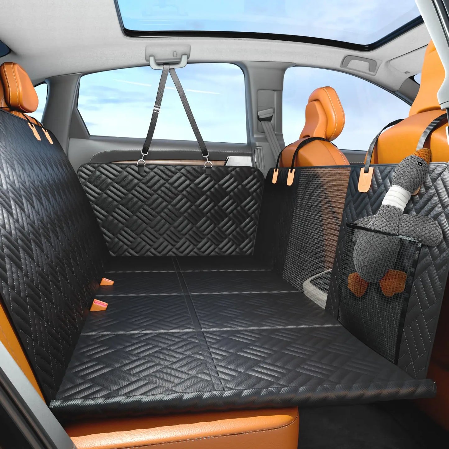 Car Rear Seat Dog Hammock Cover 600D Anti Scratch Washable Hard Bottom Extender