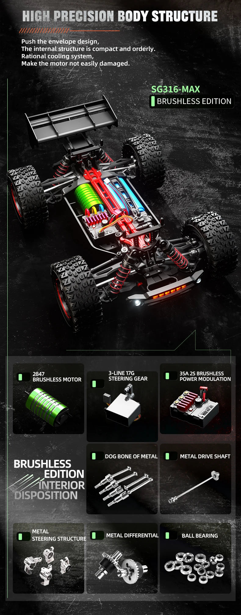 Teeggi SG116 Max 1 16 High Speed Drift RC 4WD Monster Truck