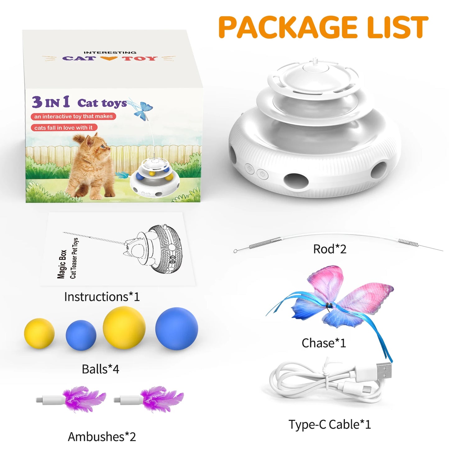 Chargeable Cat Laser Interactive Puzzle Toy USB Feather