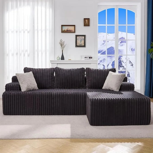 Modular L Shaped 3 Seat Sectional Sofa Memory Foam Storage