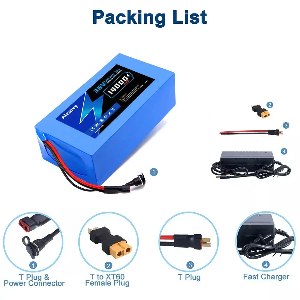 Aleaivy 36V 48V Electric Bike Battery Pack 10 16 20Ah LiIon